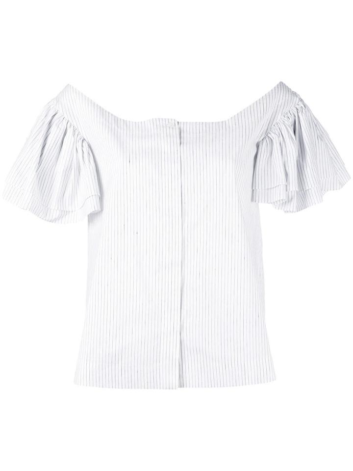 Isa Arfen Gathered Short Sleeve Shirt - White
