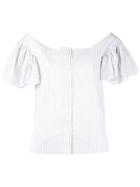 Isa Arfen Gathered Short Sleeve Shirt - White