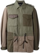 3.1 Phillip Lim Patchwork Field Jacket, Men's, Size: Large, Green, Cotton/nylon