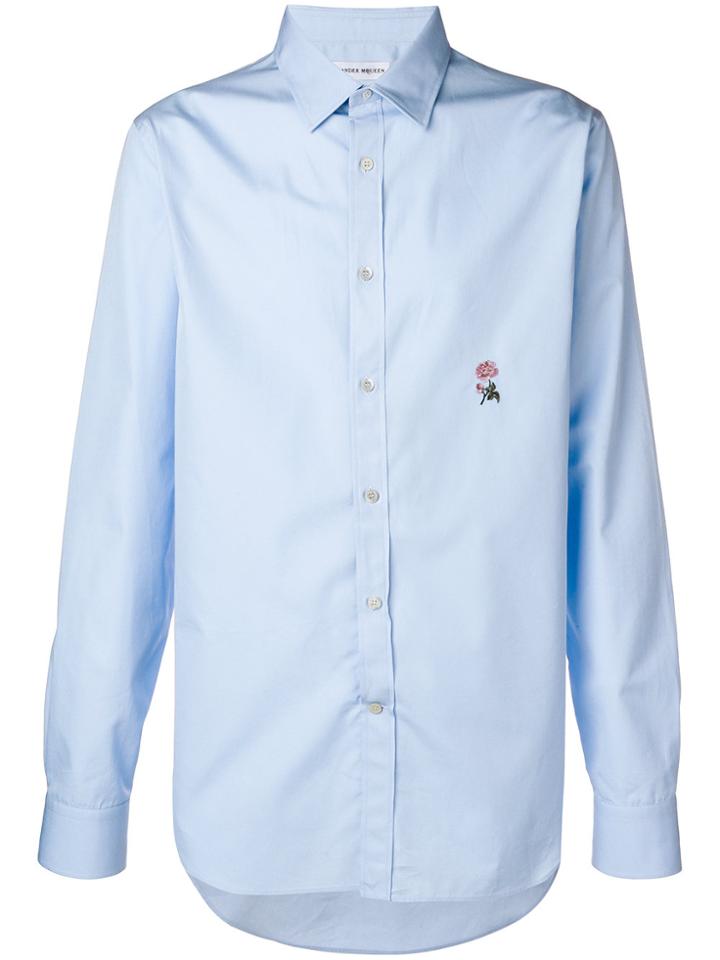 Alexander Mcqueen Floral Embroidered Shirt - Blue