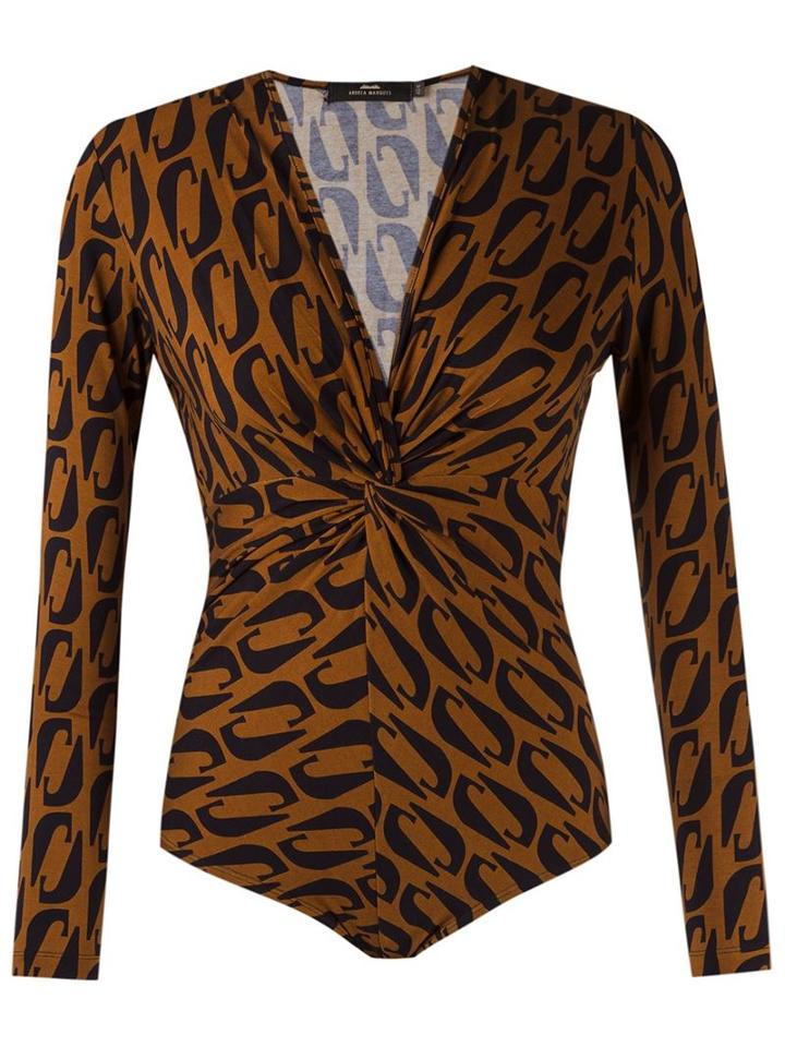 Andrea Marques Monogrammed V-neck Body