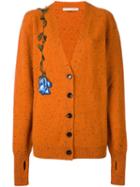Christopher Kane Embroidered Rose Cardigan, Women's, Size: Xs, Yellow/orange, Virgin Wool