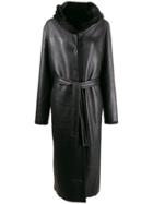 Liska Teddy Hooded Longline Coat - Black