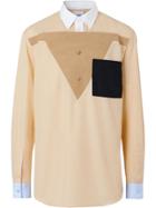 Burberry Classic Fit Pocket Detail Colour Block Cotton Shirt -