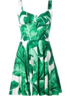 Dolce & Gabbana Banana Leaf Printed Dress, Women's, Size: 38, Green, Silk/polyamide/spandex/elastane