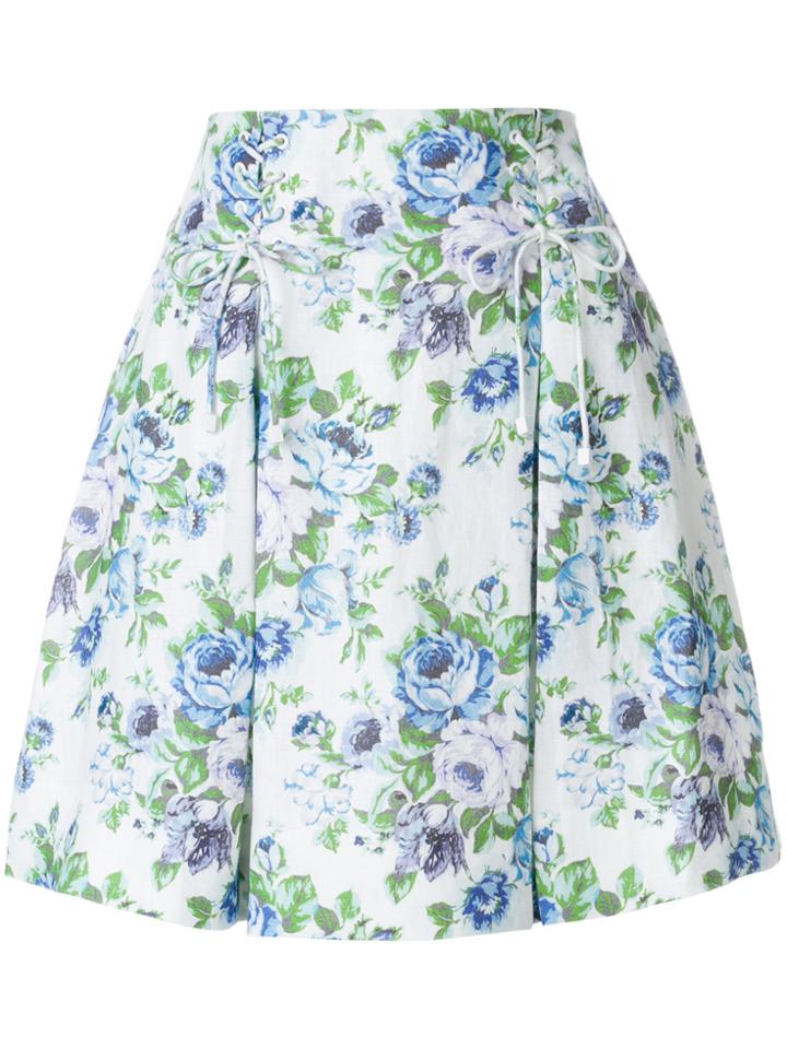 Zimmermann Floral Print Skirt - White