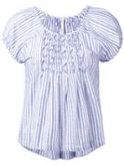 Bellerose - Striped Cap Sleeve Blouse - Women - Cotton - 3, Women's, White, Cotton