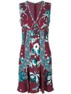 Roberto Cavalli - Floral Embroidered Dress - Women - Spandex/elastane/viscose - 44, Brown, Spandex/elastane/viscose