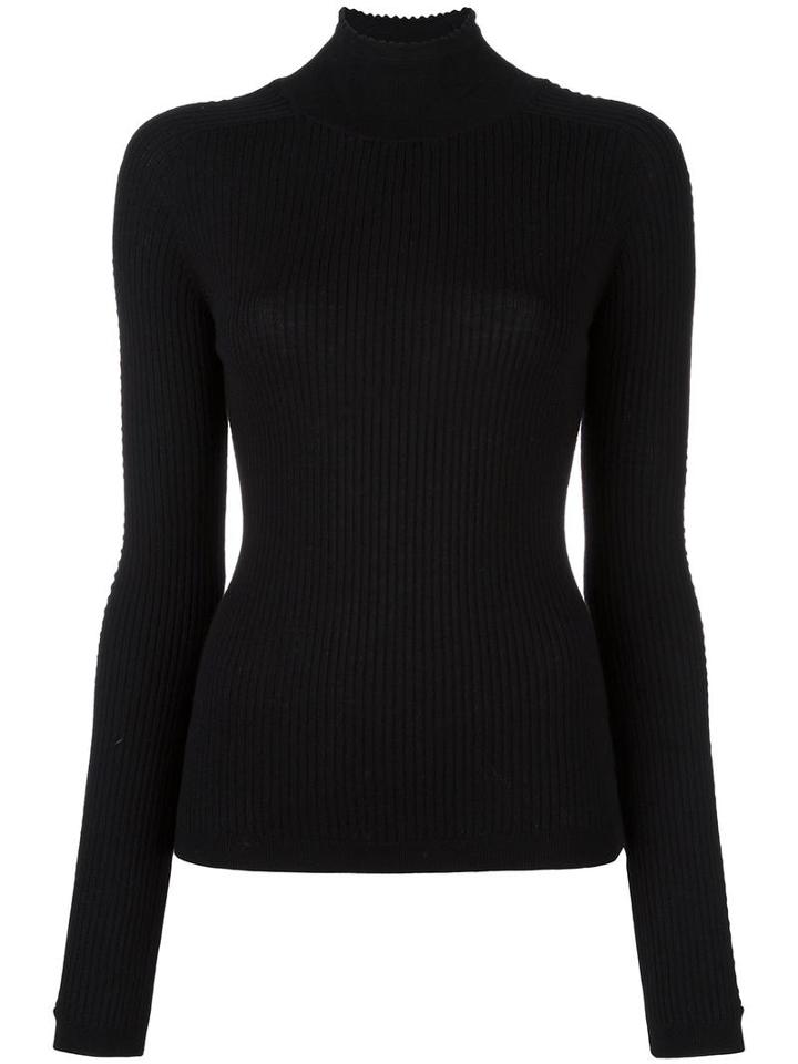 Carven Rib Knit Jumper, Women's, Size: Large, Black, Wool