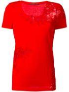 Ermanno Scervino Lace Detailing T-shirt, Women's, Size: 46, Red, Cotton/viscose/polyamide/polyester
