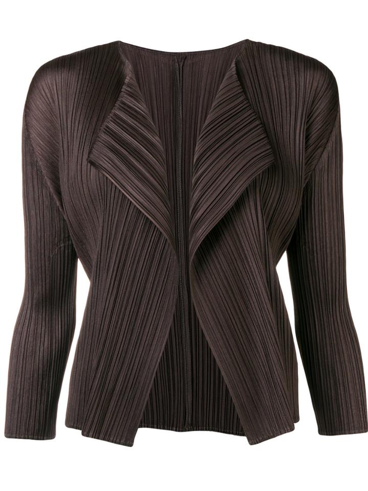 Pleats Please By Issey Miyake Pleated Asymmetric Jacket - Black