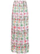 Ultràchic Straw Print Pleated Maxi Skirt - Multicolour