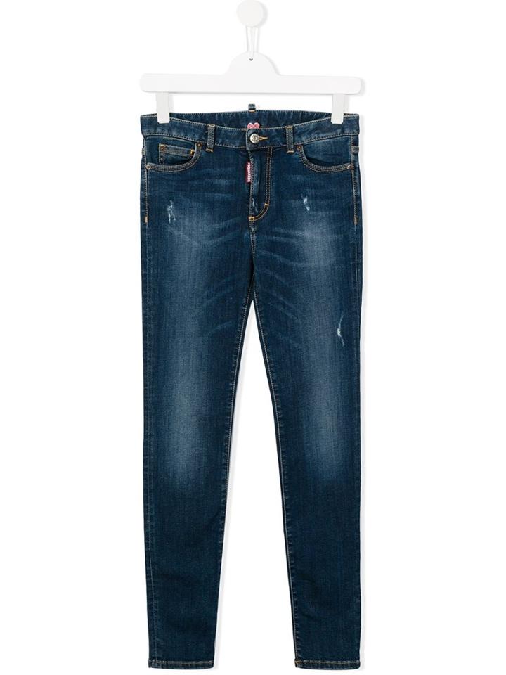 Dsquared2 Kids Distressed Skinny Jeans, Girl's, Size: 14 Yrs, Blue