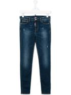 Dsquared2 Kids Distressed Skinny Jeans, Girl's, Size: 14 Yrs, Blue