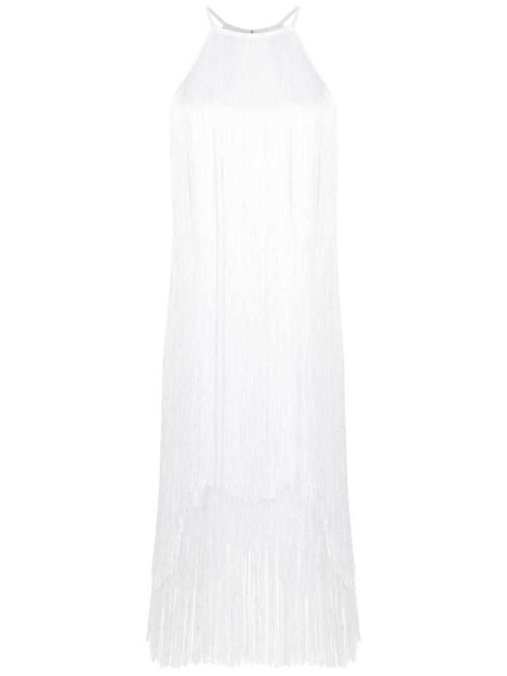Tufi Duek Shift Dress With Fringed Details - White