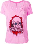 Unravel Project Skull Print T-shirt, Women's, Size: Medium, Pink/purple, Cotton