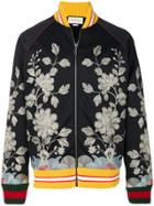 Gucci Floral-embroidered Bomber Jacket - Blue