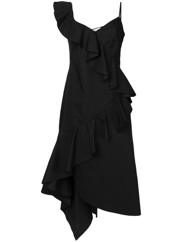 Teija Ruffled Asymmetrical Dress - Black