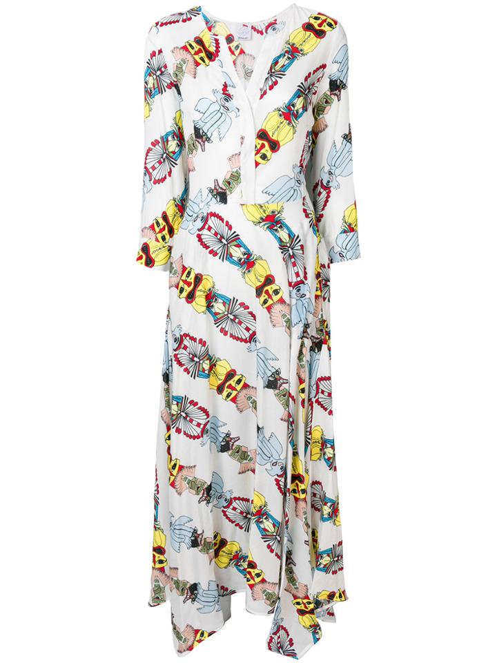 Ultràchic Printed Maxi Shirt Dress - White