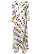Ultràchic Printed Maxi Shirt Dress - White