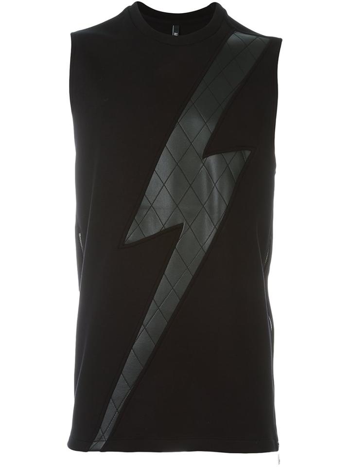 Neil Barrett Lightning Bolt Appliqué Tank