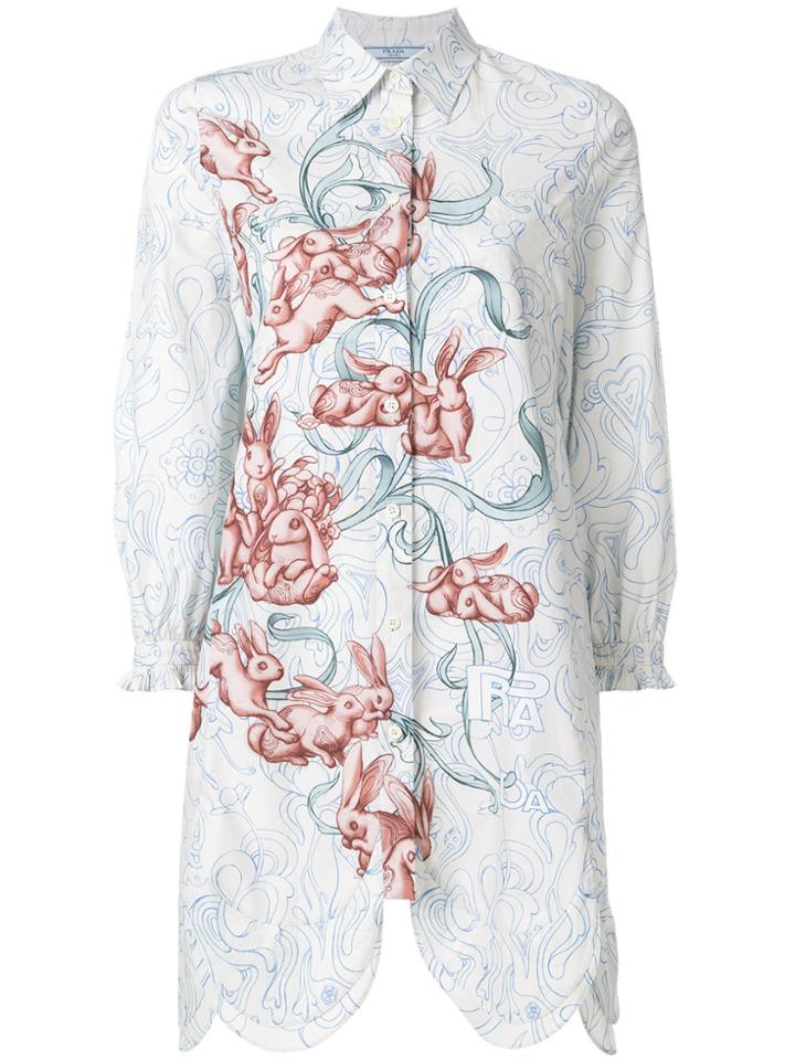Prada Printed Long Shirt Dress - Nude & Neutrals