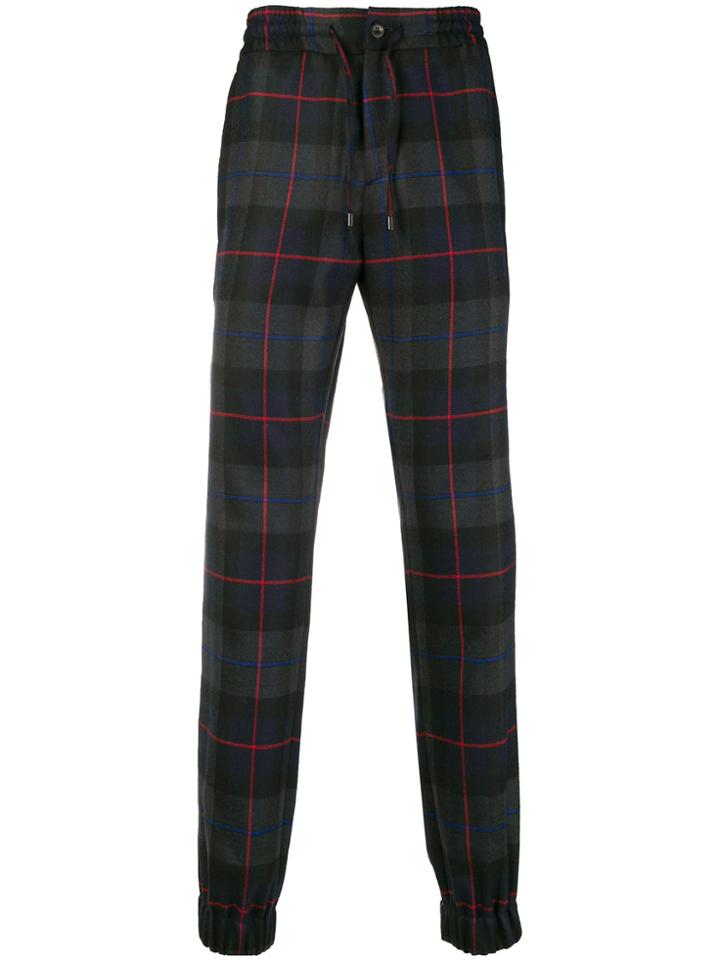 Etro Tartan Pattern Loose Fit Trousers - Blue