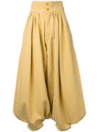 Chloé - High Waist Harem Trousers - Women - Cotton/linen/flax - 36, Women's, Yellow/orange, Cotton/linen/flax