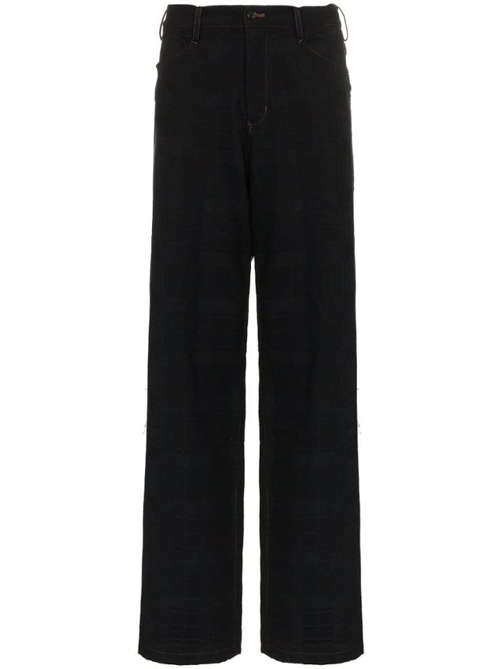 Sulvam Straight Wide-leg Cotton Trousers - Black