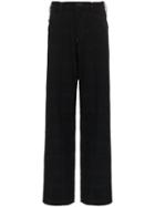 Sulvam Straight Wide-leg Cotton Trousers - Black