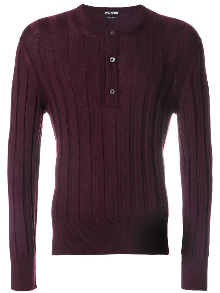 Tom Ford Ribbed Thin Knit Jumper - Pink & Purple