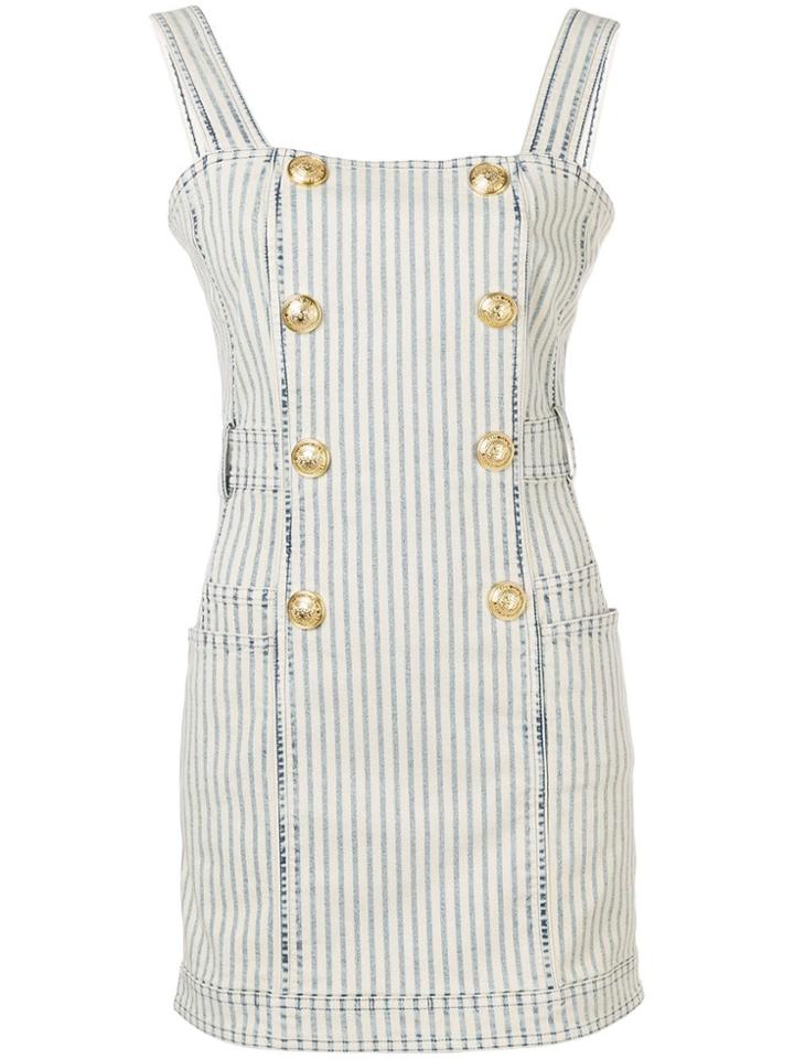 Balmain Striped Strap Dress - White