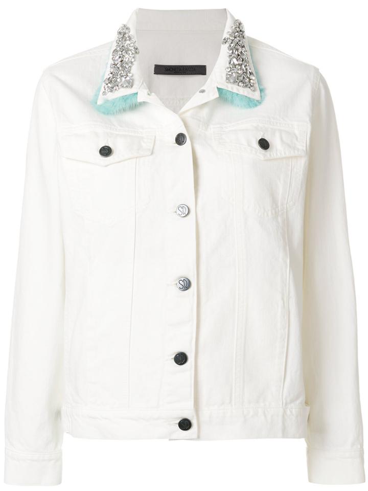 Simonetta Ravizza Contrast-collar Denim Jacket - White