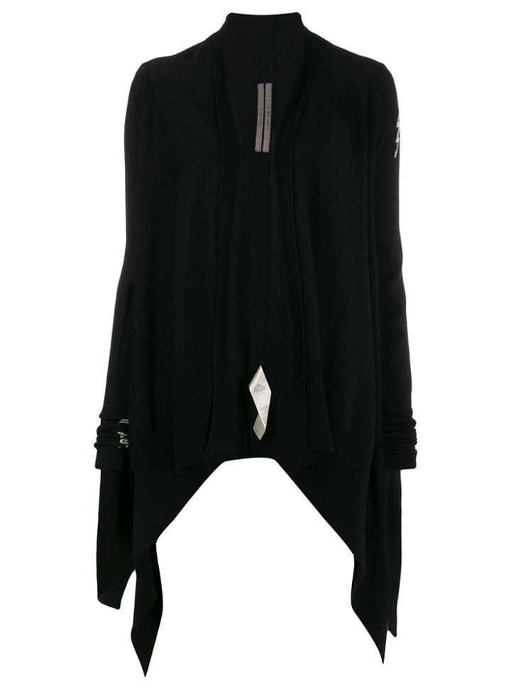 Rick Owens Waterfall Front Cardigan - Black