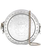 Balmain Logo Embossed Crossbody Bag - Silver