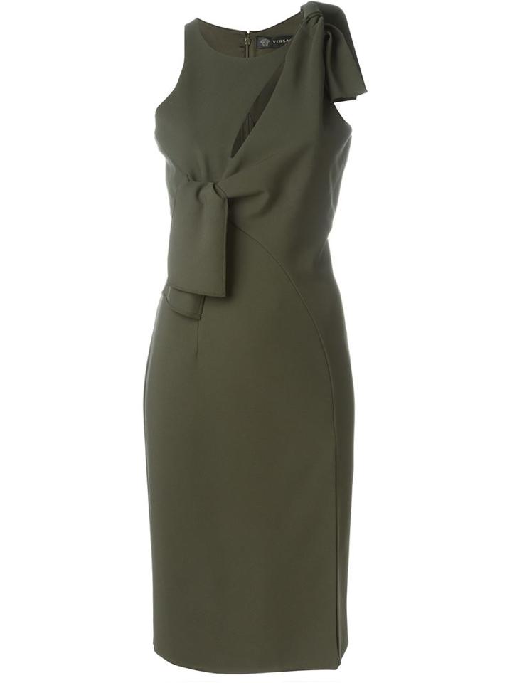 Versace Bow Detail Cocktail Dress, Women's, Size: 40, Green, Silk/polyamide/spandex/elastane/viscose