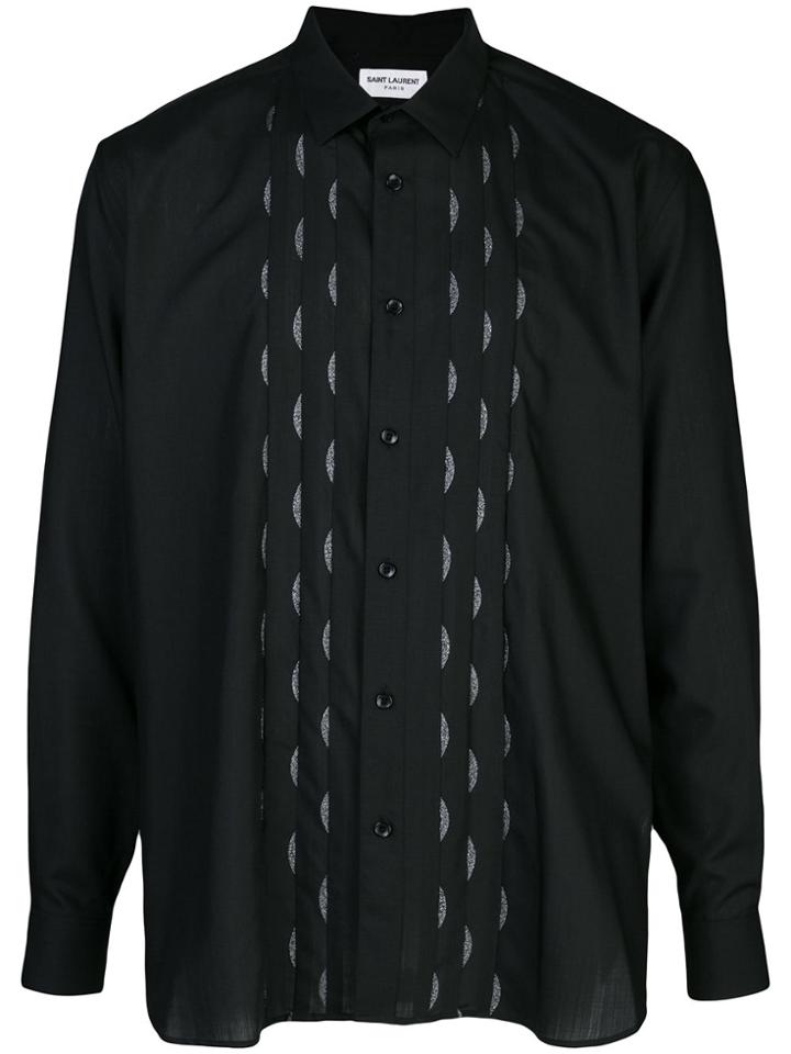 Saint Laurent Pleated Bib Shirt - Black