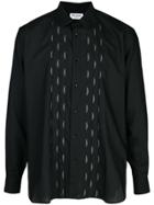 Saint Laurent Pleated Bib Shirt - Black
