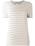 Armani Collezioni Striped Knitted Top, Women's, Size: 46, Nude/neutrals, Polyester/viscose