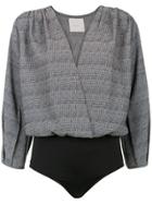 Framed Tweed Bodysuit - Grey