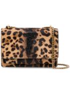 Saint Laurent Leopard Print Sunset Chain Wallet - Brown