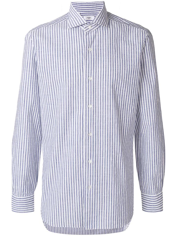 Barba Long Sleeved Striped Shirt - Blue