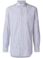 Barba Long Sleeved Striped Shirt - Blue