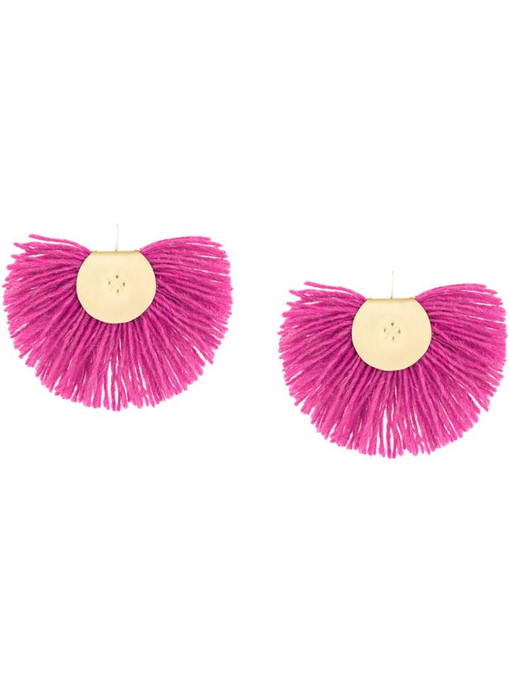 Katerina Makriyianni Hand Fan Earrings - Pink & Purple