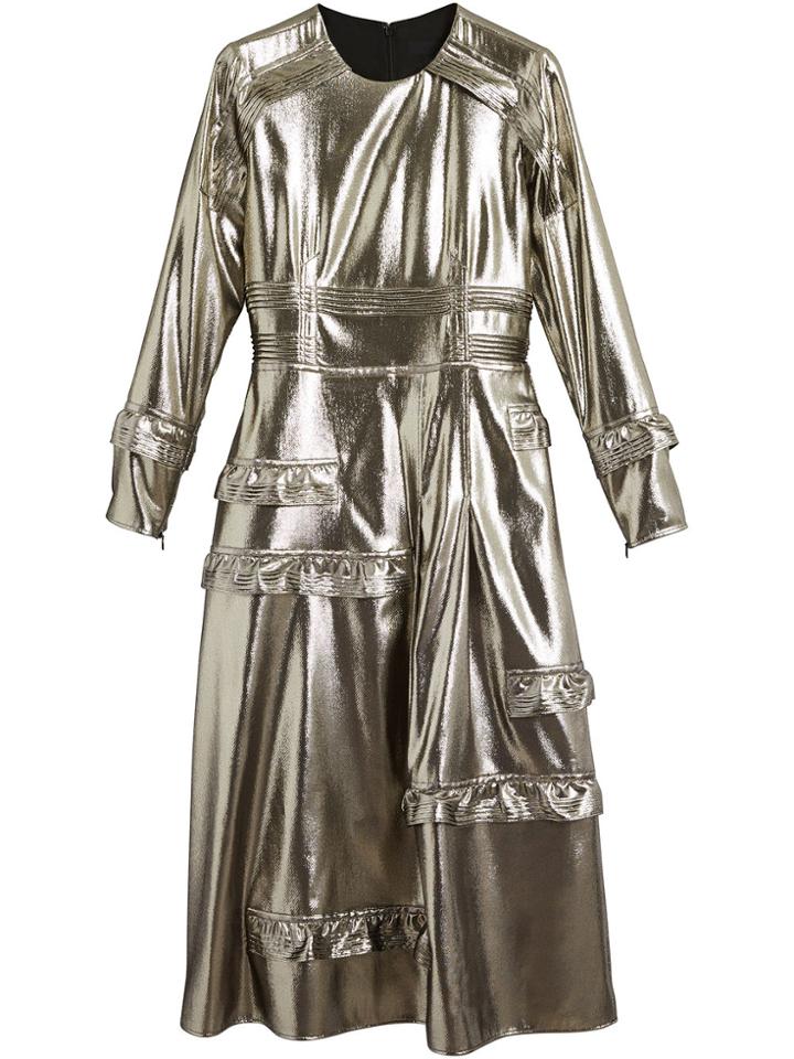 Burberry Ruffle-trimmed Lamé Dress - Metallic