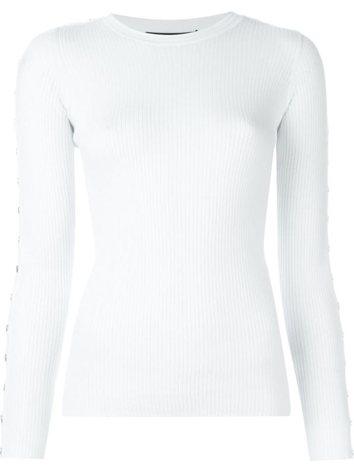 Alexander Wang Press Stud Embellished Sweater, Women's, Size: Medium, White, Cotton