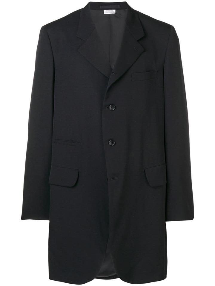Comme Des Garçons Homme Plus Ripped Detailed Midi Coat - Black