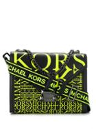 Michael Michael Kors Newsprint Logo Convertible Shoulder Bag - Black