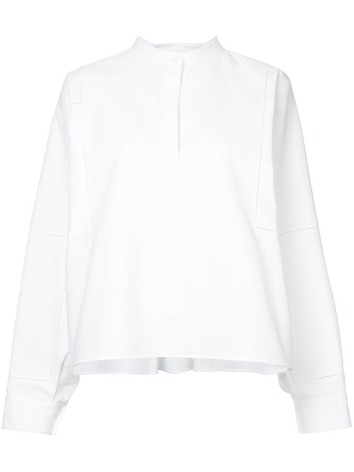 Jil Sander Mandarin-collar Textured Shirt - White