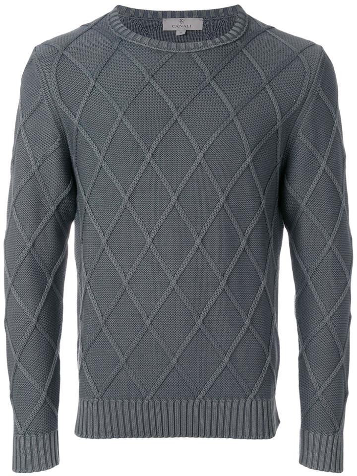 Canali Textured Diamond Sweater - Grey